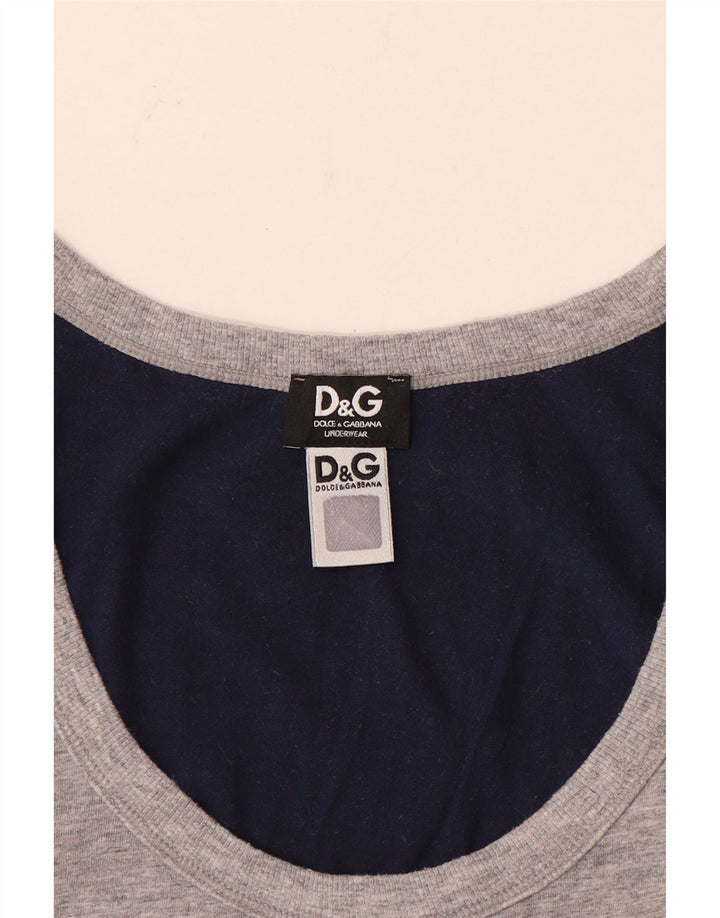 Dolce & Gabbana Męski top z kamizelką, mały, szary, w blokach kolorów