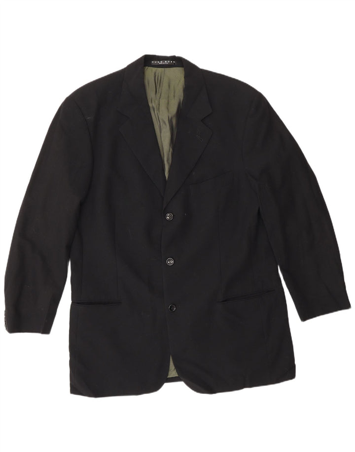 Męska marynarka zapinana na 3 guziki Hugo Boss UK 40, duża granatowa wełna