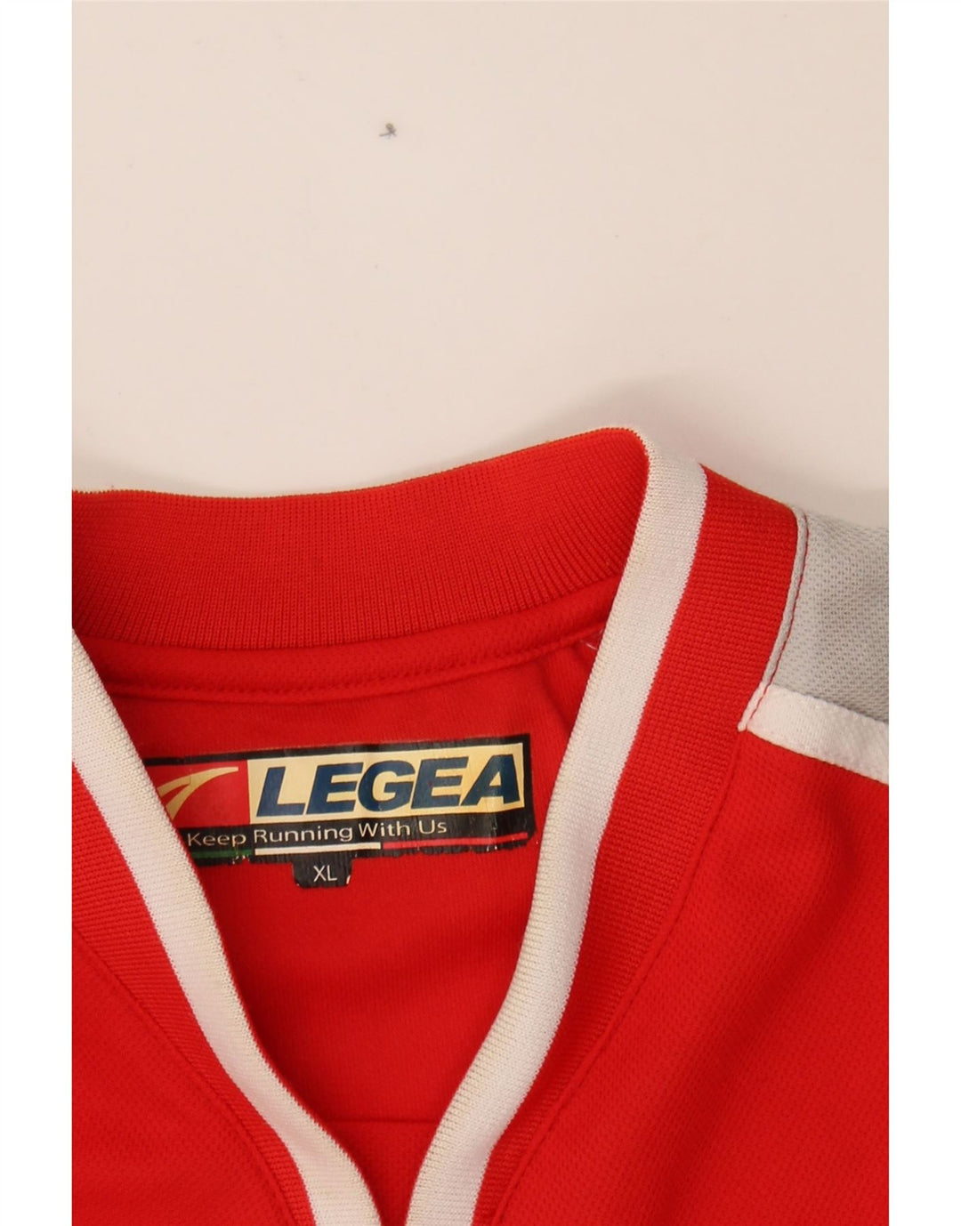 LEGEA Mens Graphic T-Shirt Top XL Red Colourblock Polyester Vintage Legea and Second-Hand Legea from Messina Hembry 