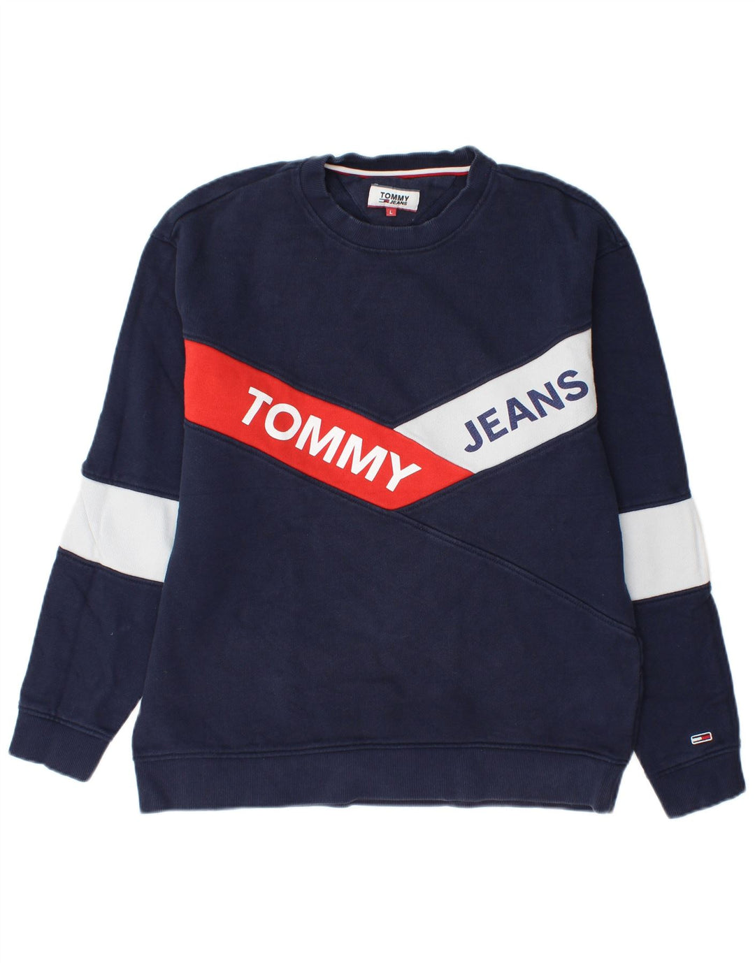 Męska bluza z grafiką Tommy Hilfiger, duża, granatowa, z blokami kolorów