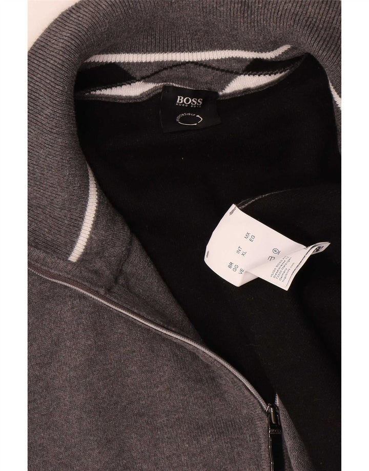 Męska bluza z zamkiem błyskawicznym Hugo Boss XL, szara, bawełniana