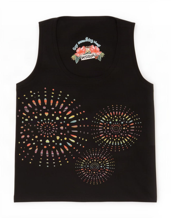 Damski top Desigual z grafiką, UK 12, średni czarny geometryczny poliester