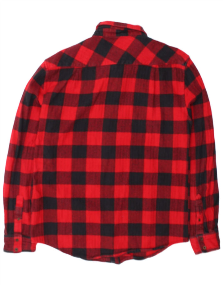 Vintage męska koszula flanelowa XL, bawełniana w czerwoną kratę
