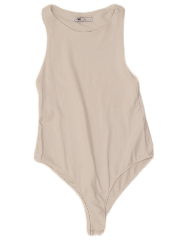 Damskie body bez rękawów Zara UK 12, średnie białe