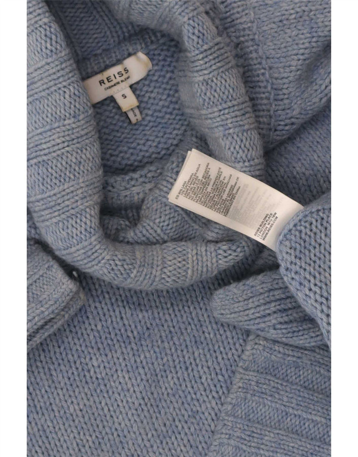 Damski sweter oversize Reiss z wywijanym dekoltem UK 10 Small Blue Wełna