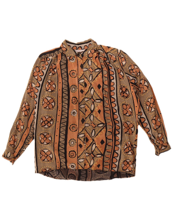 Bluzka damska Vintage UK 20 2XL Brązowa Geometryczna