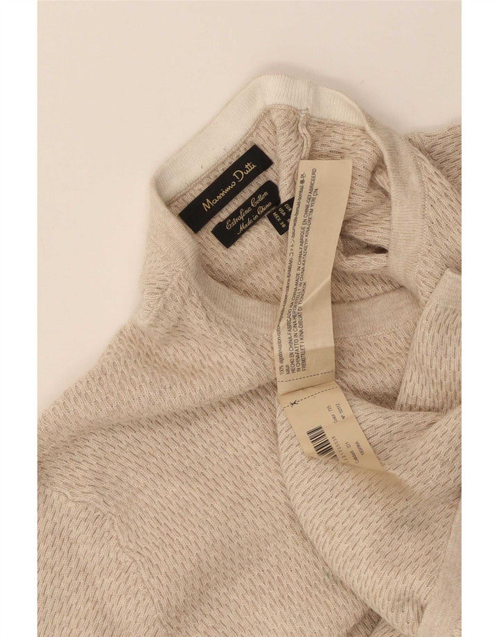 Męski top Massimo Dutti z długim rękawem, średnio beżowy, bawełniany