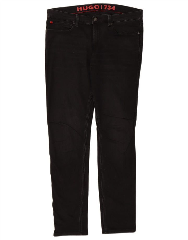 Męskie jeansy slim Hugo Boss W33 L31 Czarne bawełniane