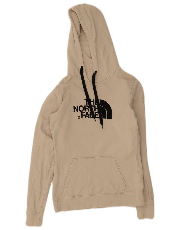 The North Face Womens Graphic Hoodie Jumper UK 6 XS Beige Cotton