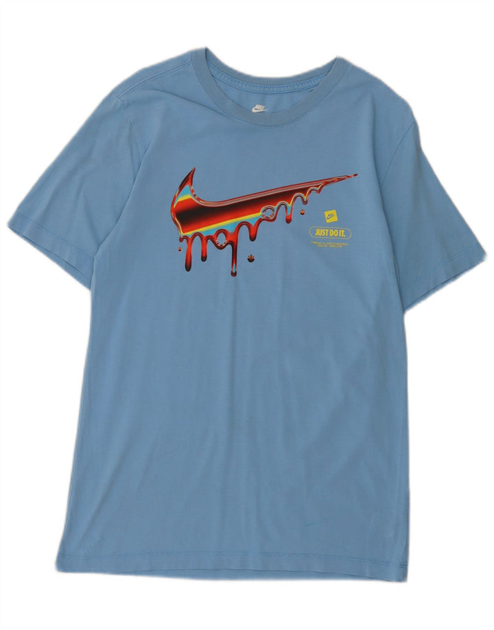 Męski T-shirt z grafiką Nike, mały, niebieski, bawełniany