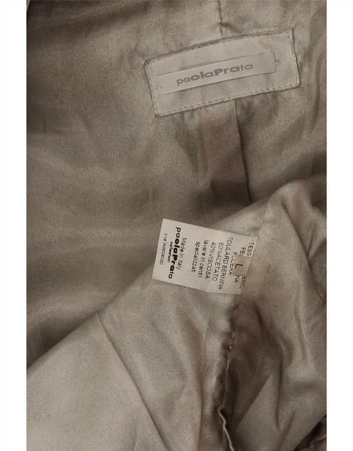 Zamszowa kurtka damska Paola Prata UK 14, duża brązowa skóra