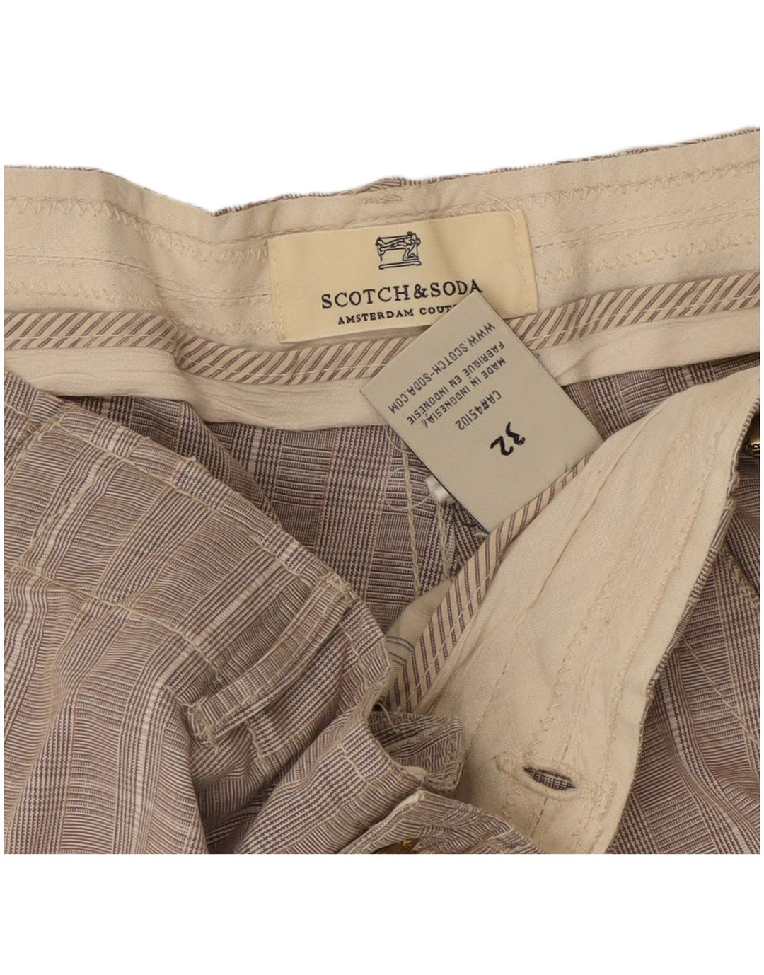 Męskie szorty cargo Scotch & Soda W32 Średnioszare, bawełniane w kratkę