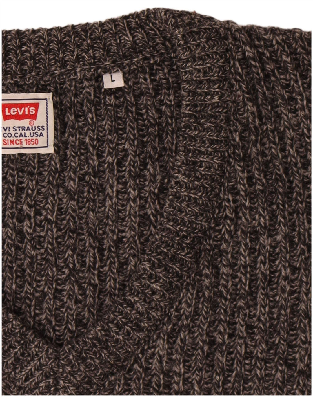 Męski sweter Levi's z dekoltem w kształcie litery V, duży, szary, wełniany z blokami kolorów