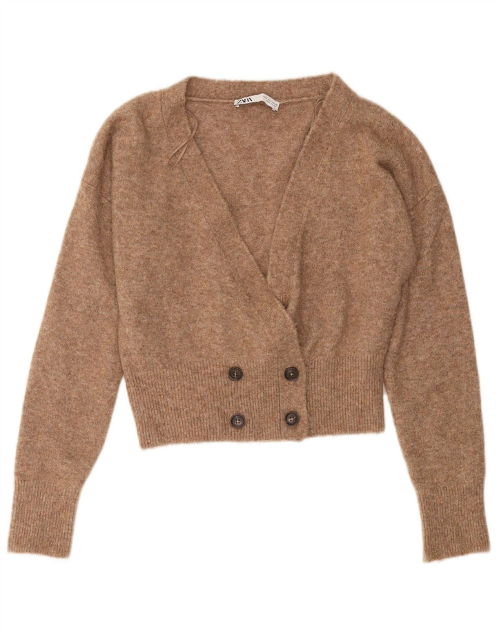 Sweter damski Zara Oversize Crop Cardigan UK 10 Small Beige
