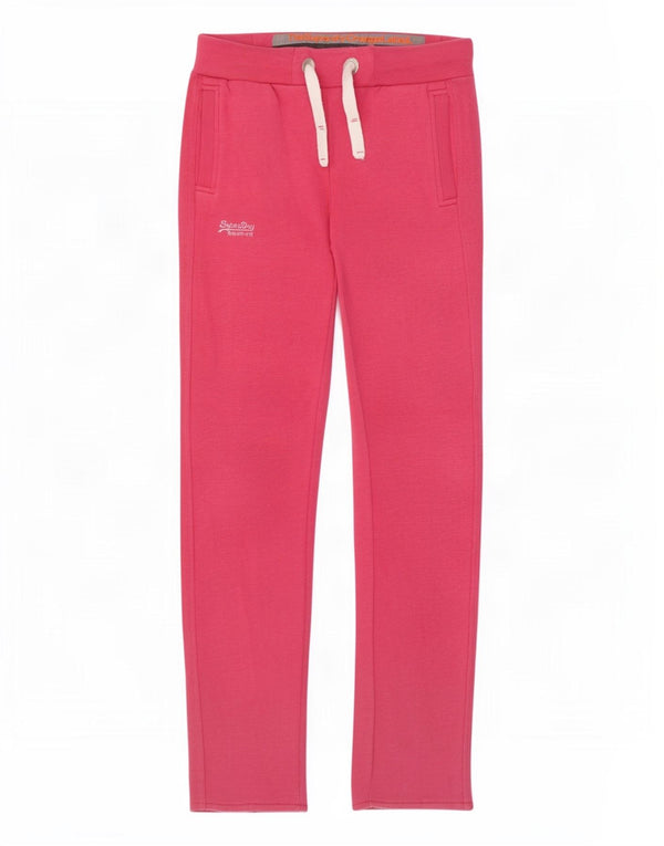 Superdry Womens Slim Fit Tracksuit Trousers UK 14 Medium Pink Cotton