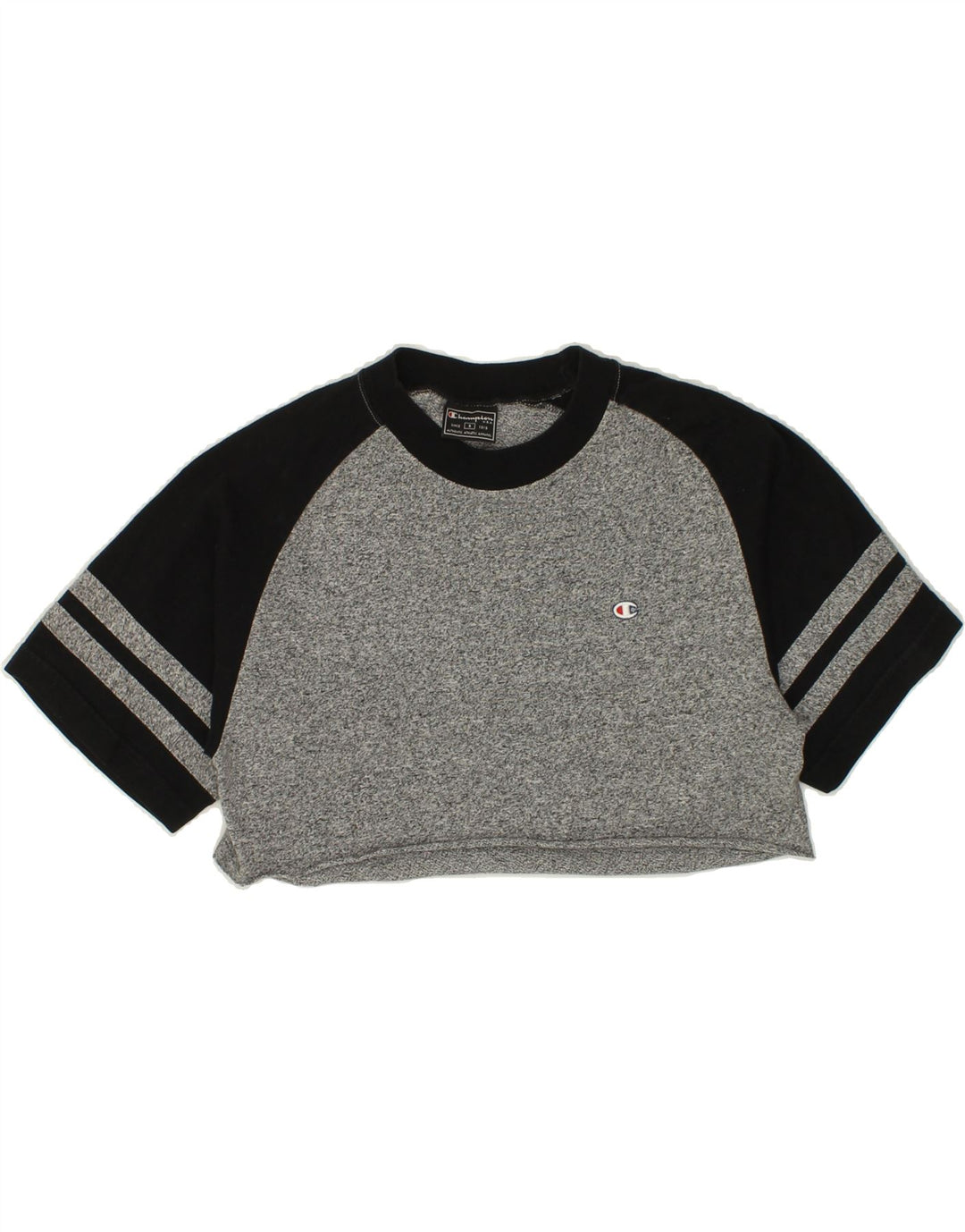 CHAMPION Womens Crop Top UK 10 Small Grey Colourblock Cotton Vintage Champion and Second-Hand Champion from Messina Hembry 