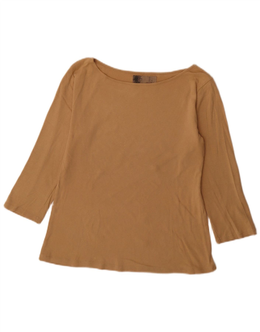Top damski Zara z rękawem 3/4, UK 14, duży, beżowy, bawełniany