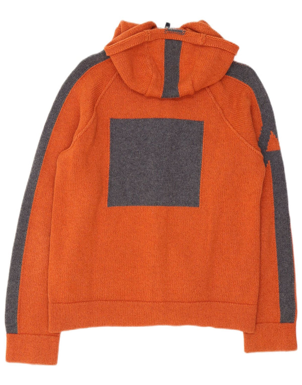 Męski sweter rozpinany Armani Jeans z kapturem, wełniany, w kolorze średniej pomarańczy