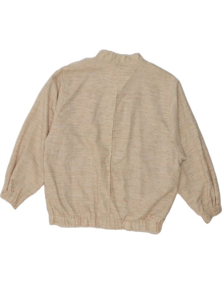 VINTAGE Womens Bomber Jacket UK 16 Large Beige Pinstripe Vintage Vintage and Second-Hand Vintage from Messina Hembry 