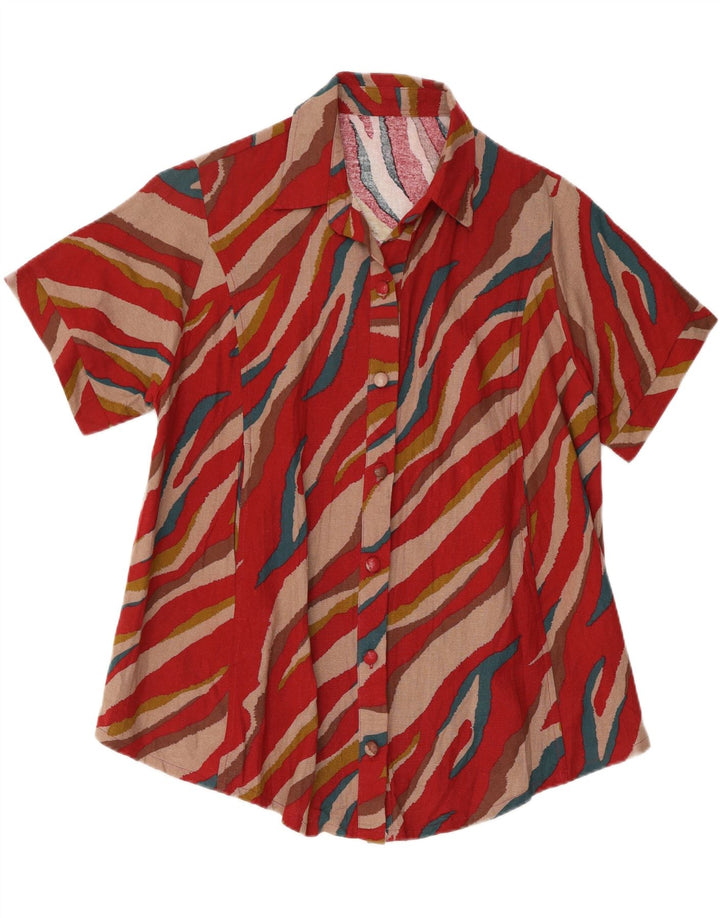 VINTAGE Womens Abstract Pattern Short Sleeve Shirt UK 20 2XL Red Vintage Vintage and Second-Hand Vintage from Messina Hembry 