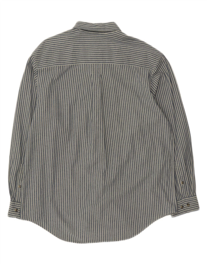 TIMBERLAND Mens Shirt Large Navy Blue Pinstripe Cotton