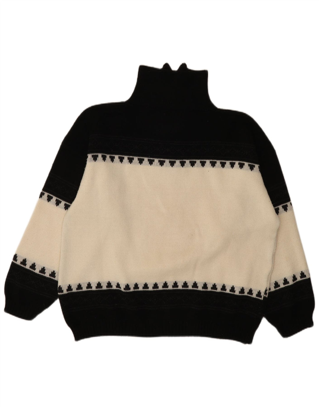 Męski sweter w stylu vintage z graficznym zamkiem błyskawicznym i dużym czarnym blokiem kolorów