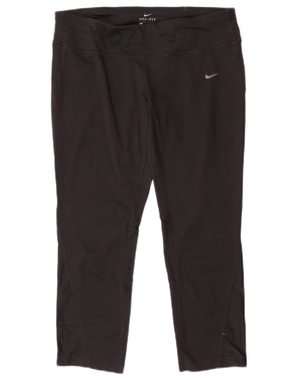 Damskie legginsy NIKE Dri Fit Capri UK 14, duże, czarne, poliestrowe