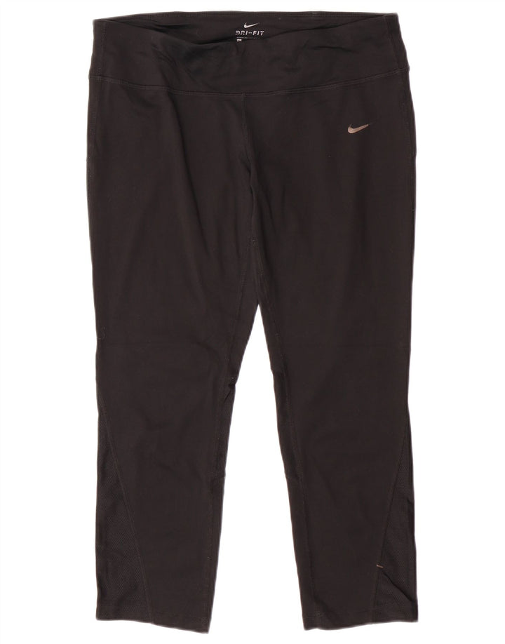 Damskie legginsy NIKE Dri Fit Capri UK 14, duże, czarne, poliestrowe