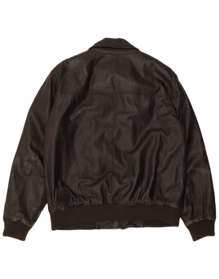 Męska kurtka skórzana Geox Bomber UK 42 XL, czarna skóra