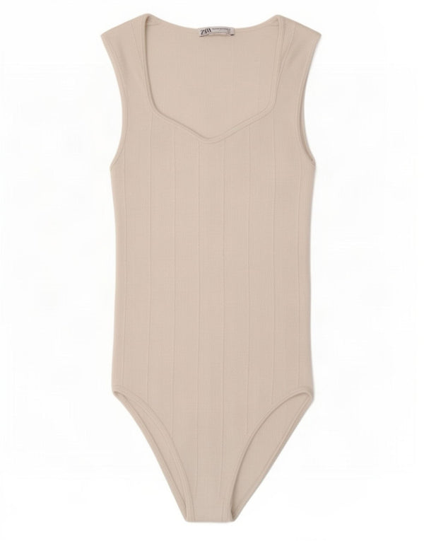 Damskie body bez rękawów Zara UK 12, średnie białe