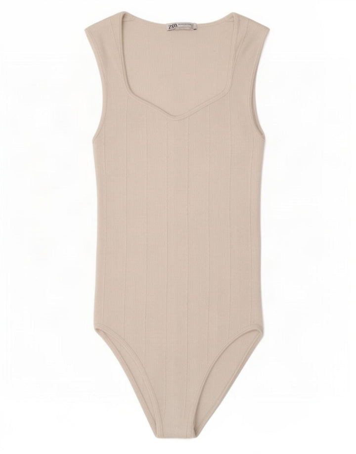 Damskie body bez rękawów Zara UK 12, średnie białe