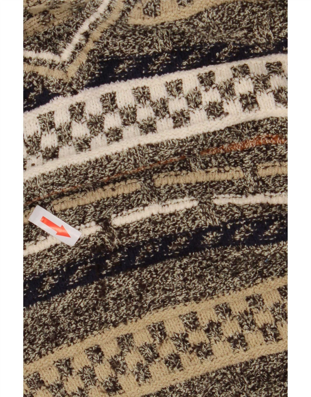 Męski sweter z dekoltem w serek Malagrida XL, wielobarwna, geometryczna bawełna