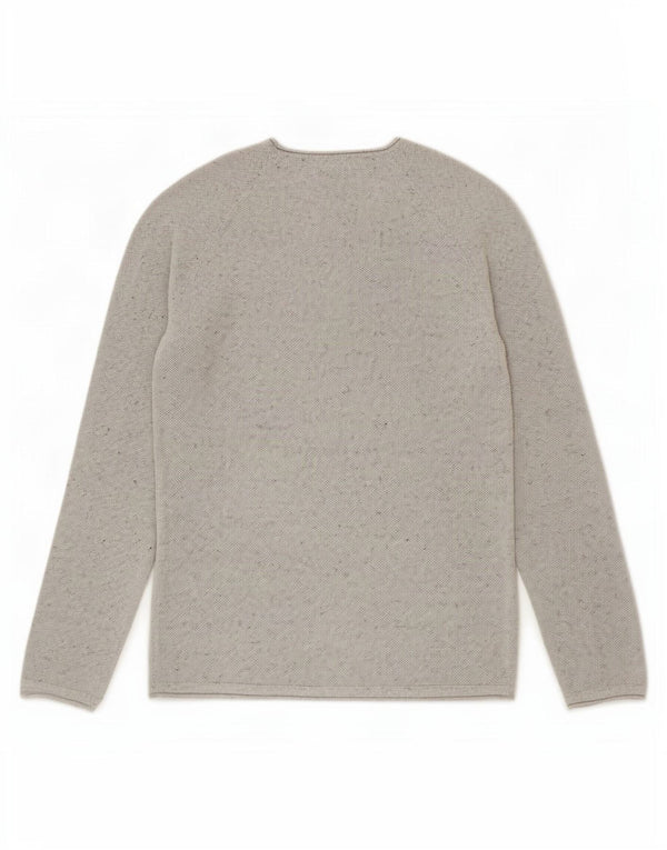 Męski sweter Jack & Jones z dekoltem w łódkę, mały, szary, bawełniany w plamki