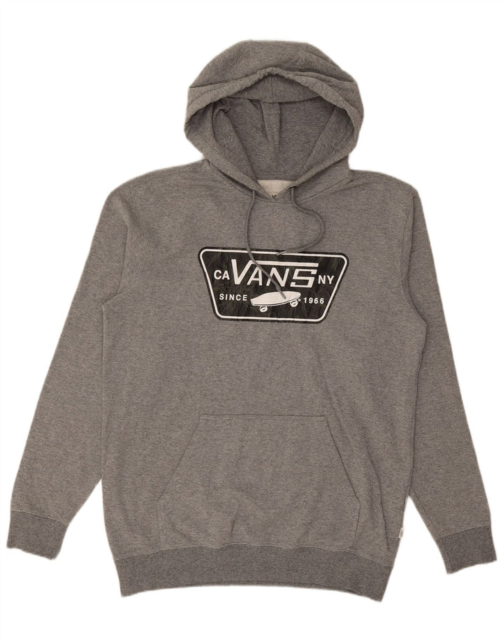 Męski sweter z kapturem VANS z grafiką, średnioszary, bawełniany w cętki