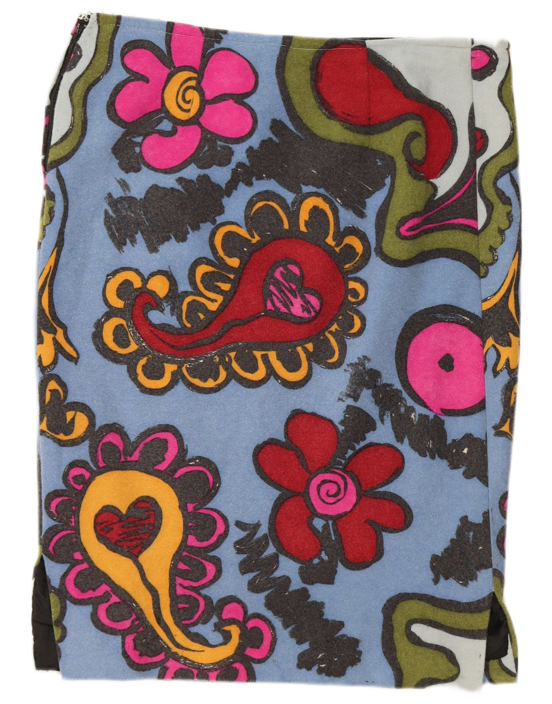 Vintage damska prosta spódnica W36 XL w niebieskie kwiaty