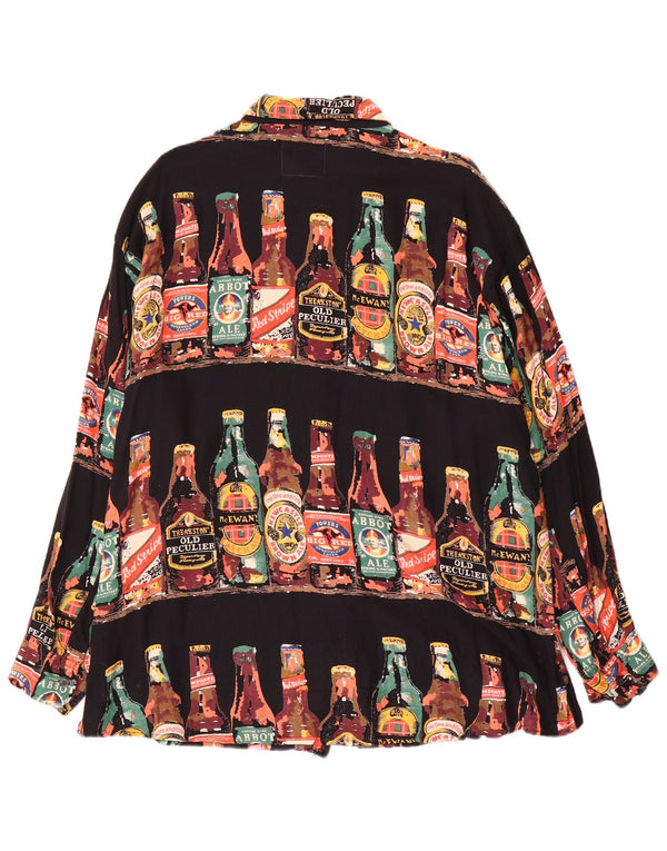 Koszula męska w stylu vintage w abstrakcyjny wzór XL, wielobarwna wiskoza