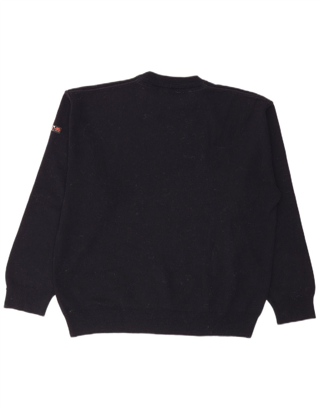 Męski sweter z okrągłym dekoltem w stylu VINTAGE, duży, granatowy, bawełniany