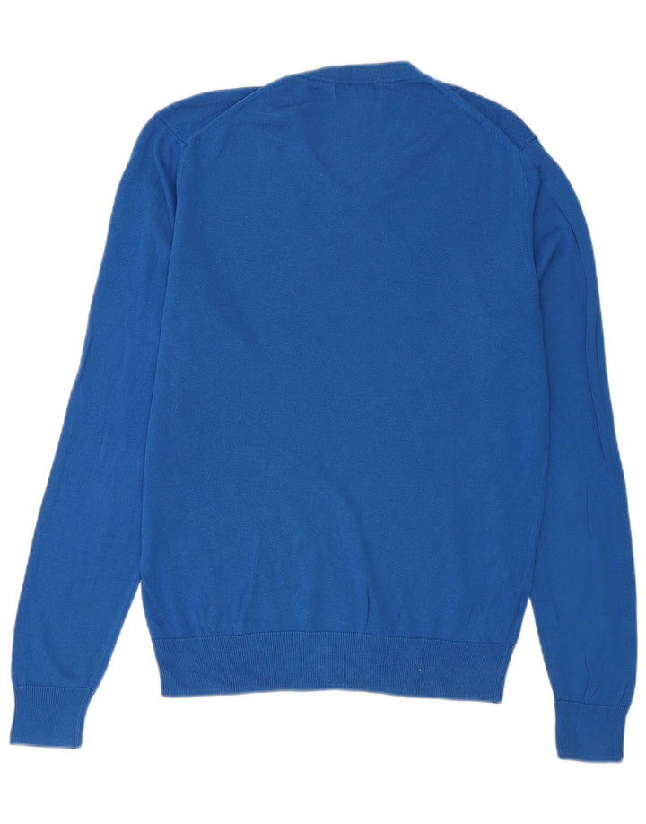 Męski sweter Fred Perry z dekoltem w kształcie litery V, mały, niebieski, bawełniany