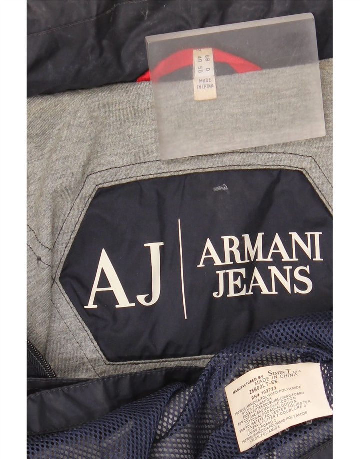 Męska kurtka przeciwdeszczowa Armani Jeans UK 40, duża granatowa, poliamidowa