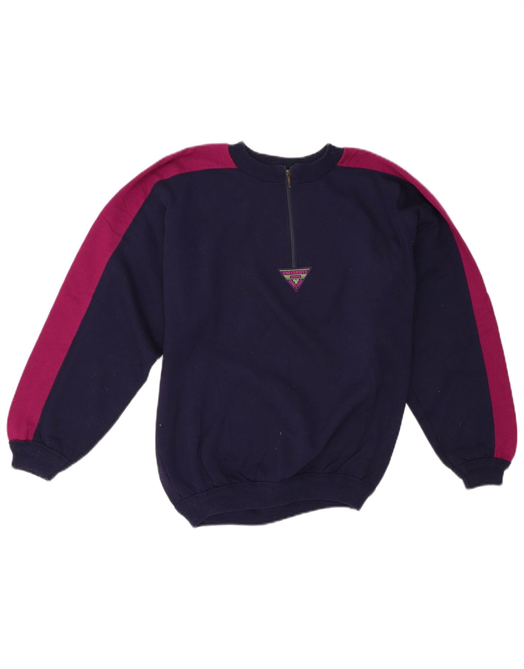 BRUGI Mens Zip Neck Sweatshirt Jumper Small Navy Blue Colourblock