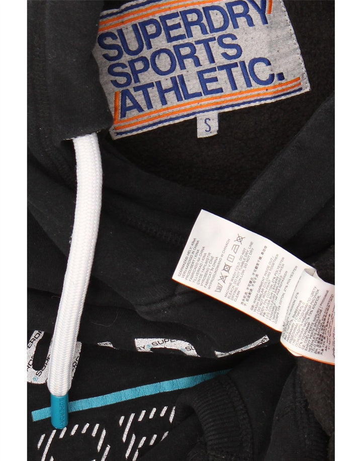 SUPERDRY Męski sweter z kapturem i grafiką, mały, czarny, bawełniany