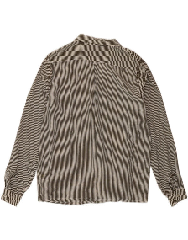 Damska bluzka koszulowa Alba Fornari UK 14, średni, biały jedwab w paski