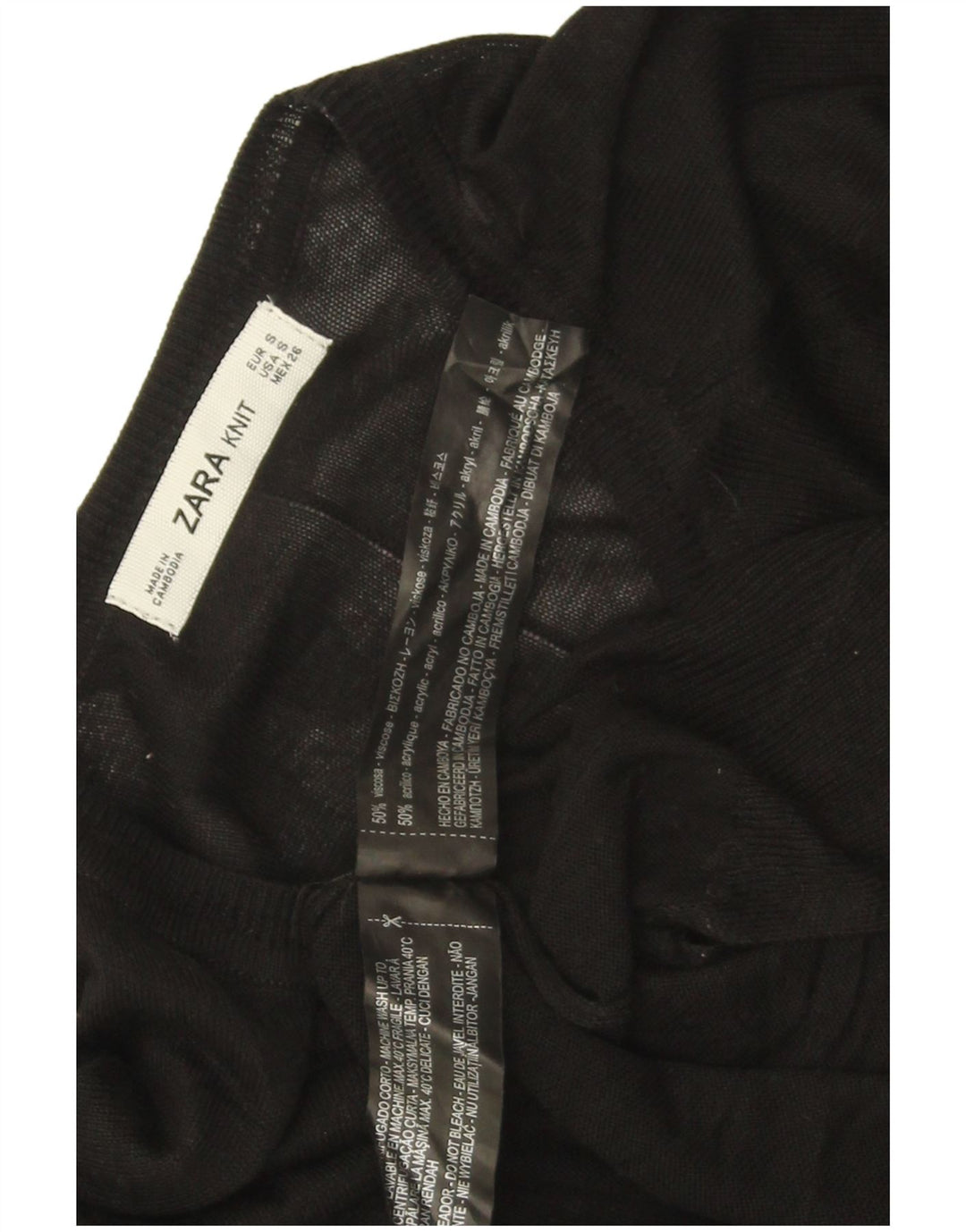 Sweter damski Zara z dekoltem w łódkę UK 10 Small, czarna wiskoza