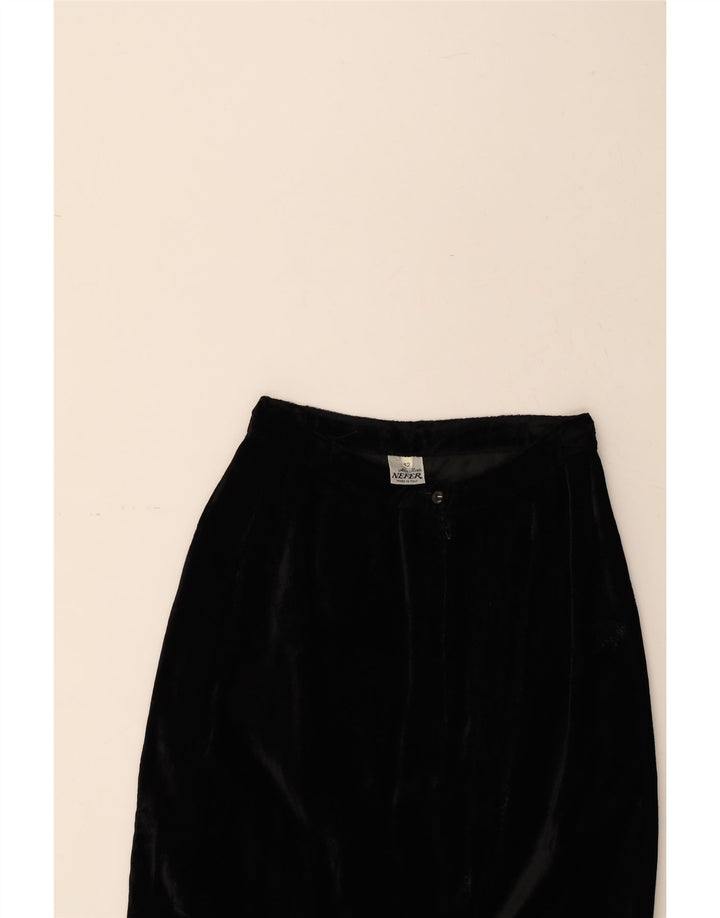 NEFER Womens Velvet Straight Skirt IT 42 Medium W26 Black Viscose Vintage Nefer and Second-Hand Nefer from Messina Hembry 