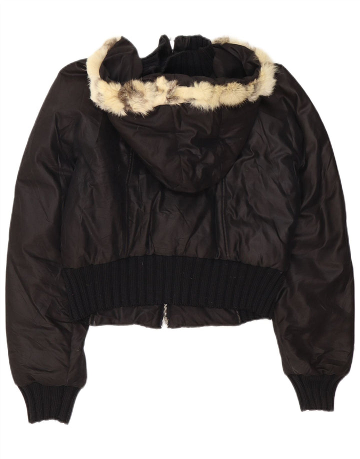 Damska ocieplana kurtka z kapturem TRUSSARDI JEANS IT 44 Średni czarny poliamid