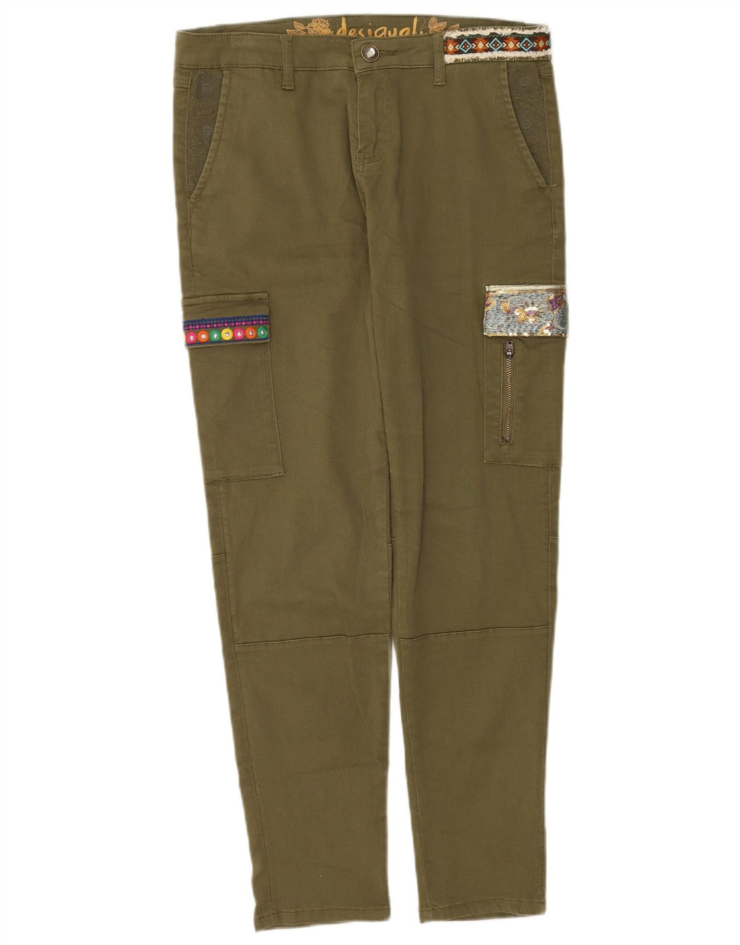 Damskie spodnie cargo Desigual Graphic Slim EU 40 Medium W30 L29 Khaki
