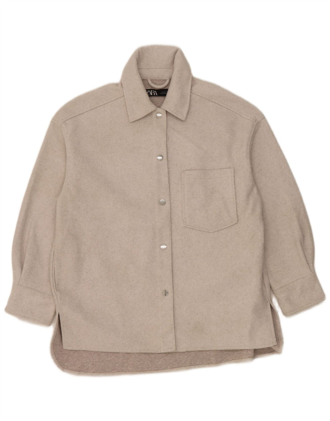 Damska koszula flanelowa oversize Zara UK 10, mała, szara, poliestrowa