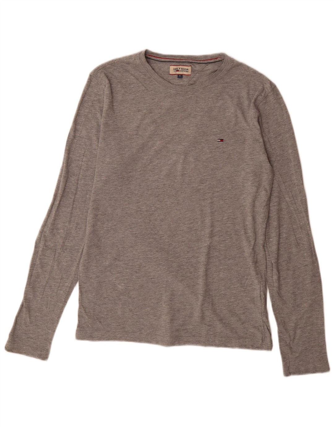 Męska koszulka Tommy Hilfiger z długim rękawem, mała, szara, nakrapiana bawełna