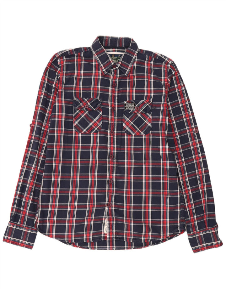 Męska koszula flanelowa Superdry 2XL, bawełniana, granatowa w kratkę