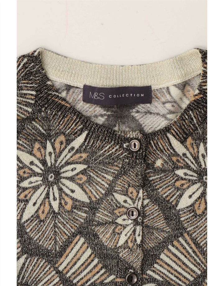 Marks & Spencer Damski sweter rozpinany UK 14 Średni szary, kwiatowy klasyk
